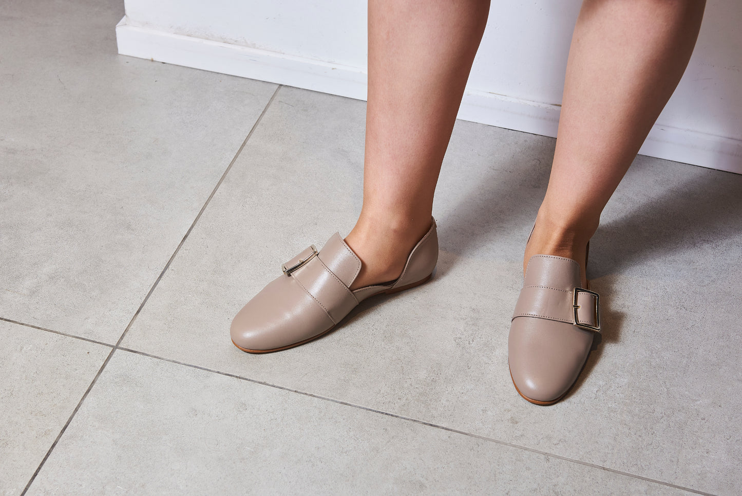 Don Louis Taupe Buckle Flat