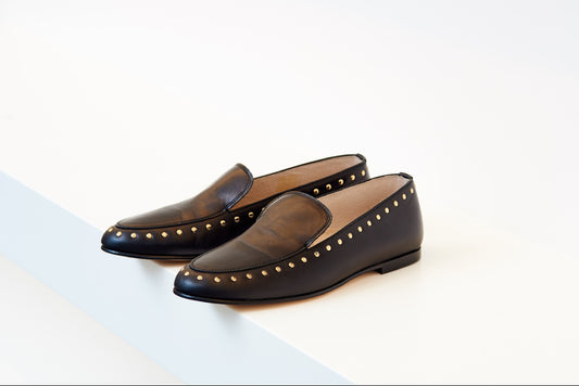 Hoo Black Side Studded Loafer - Halo Shoes