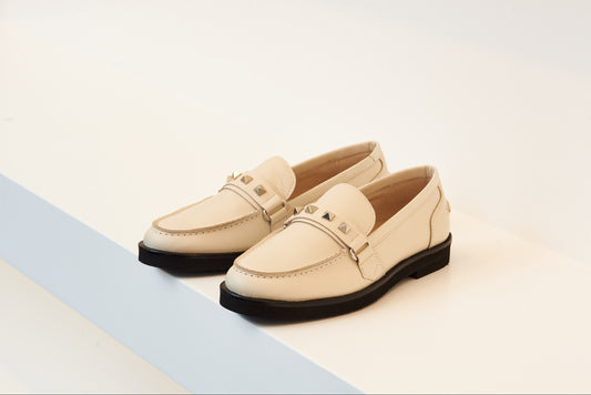 Hoo White Studded Loafer - Halo Shoes