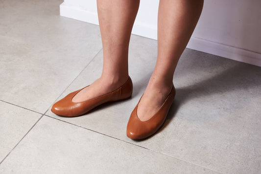 LMDI Brown Leather Pointed Flat - Halo Shoes