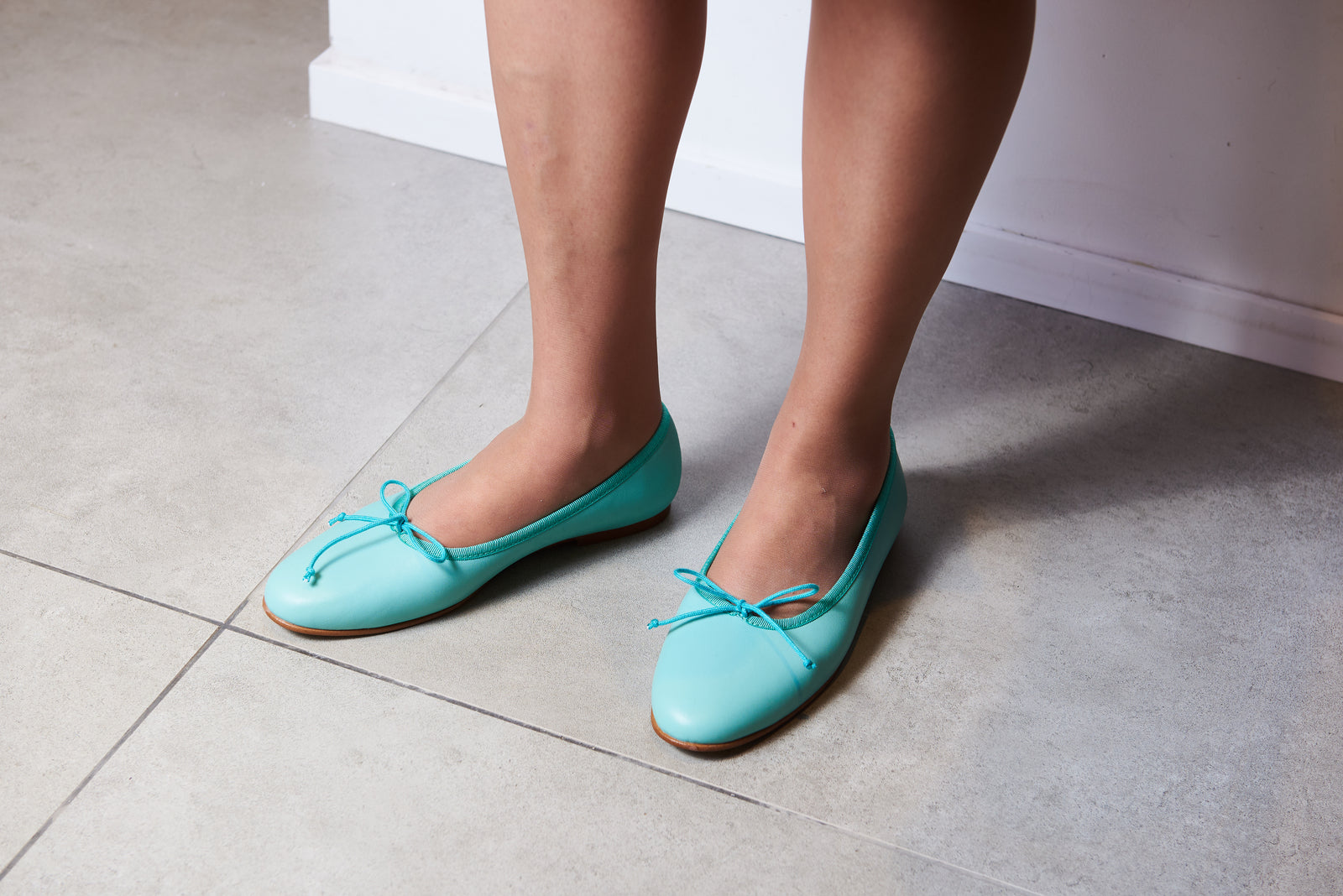 Valencia Mint Leather Ballet Flat - Halo Shoes