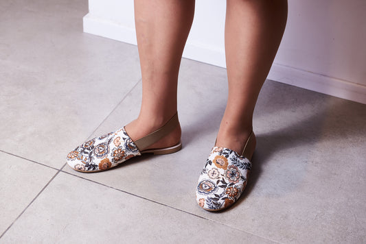 Don Louis Brown Floral Sling Back - Halo Shoes