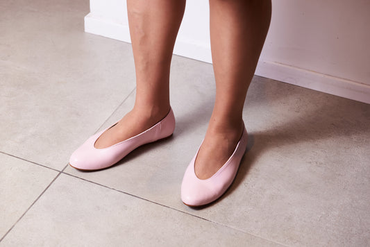 LMDI Pink Leather Pointed Flat - Halo Shoes