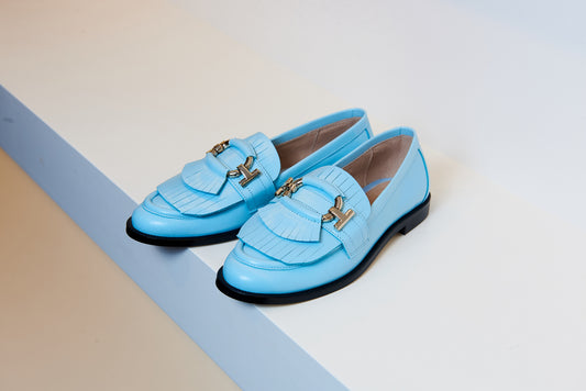 Valencia Sky blue Fringe Loafer - Halo Shoes