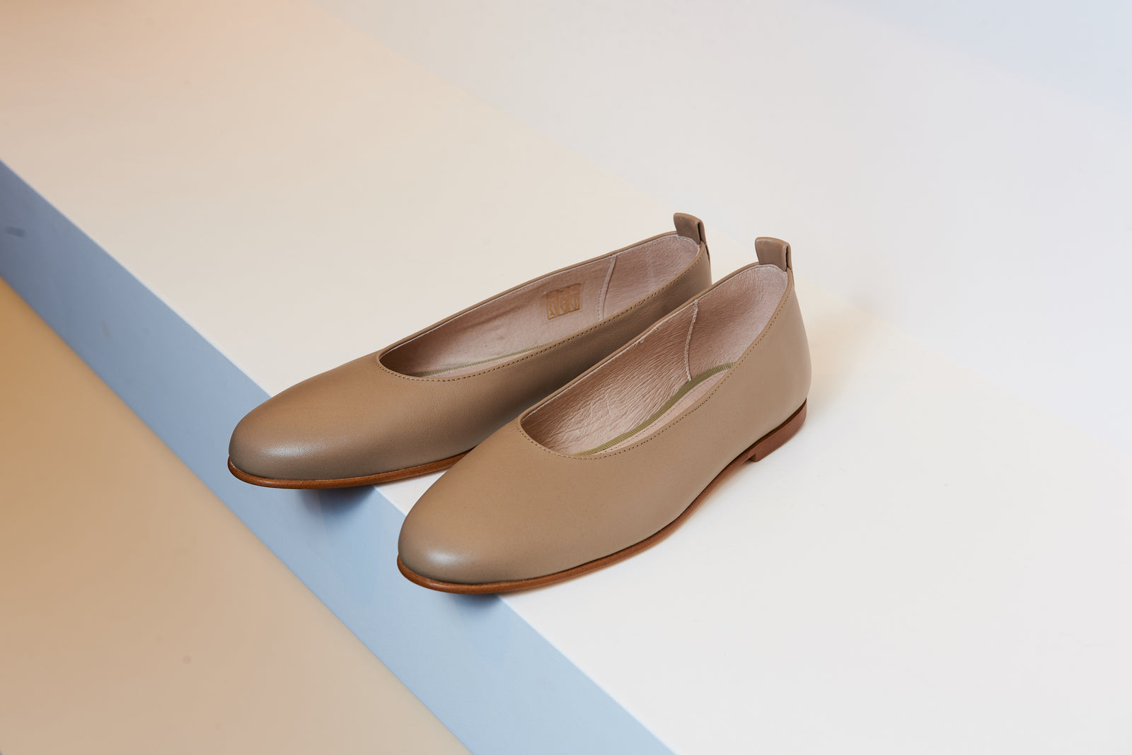 Valencia Beige Leather Flat - Halo Shoes