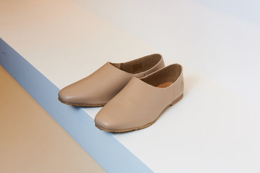 LMDI Taupe Leather Flat - Halo Shoes