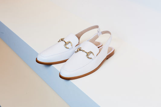 Valencia White Chain Sling Back - Halo Shoes
