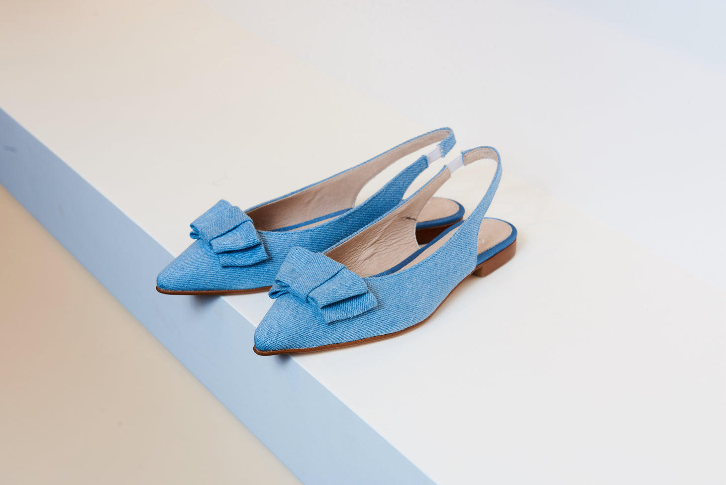Valencia Denim Pointed Bow Sling Back - Halo Shoes