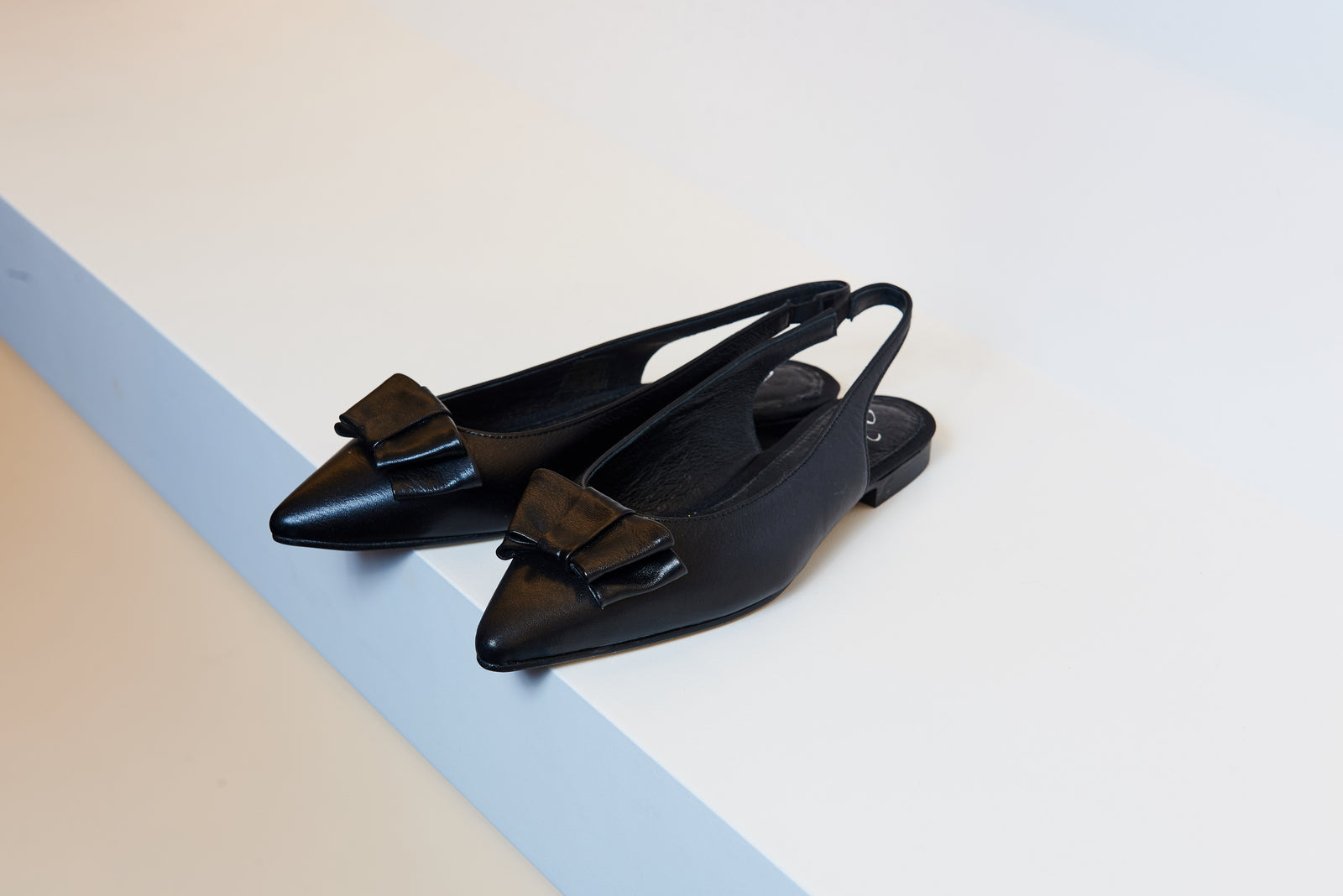 Valencia Black Pointed Bow Sling Back - Halo Shoes
