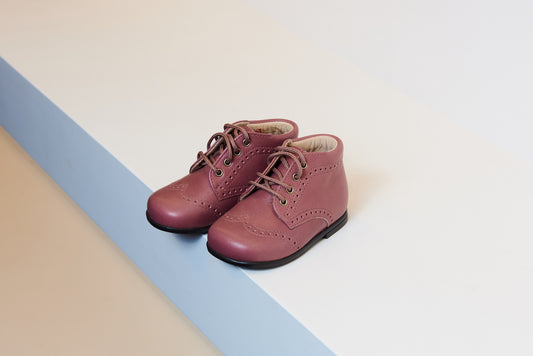 Beberlis Mauve Wingtip Baby Bootie - Halo Shoes