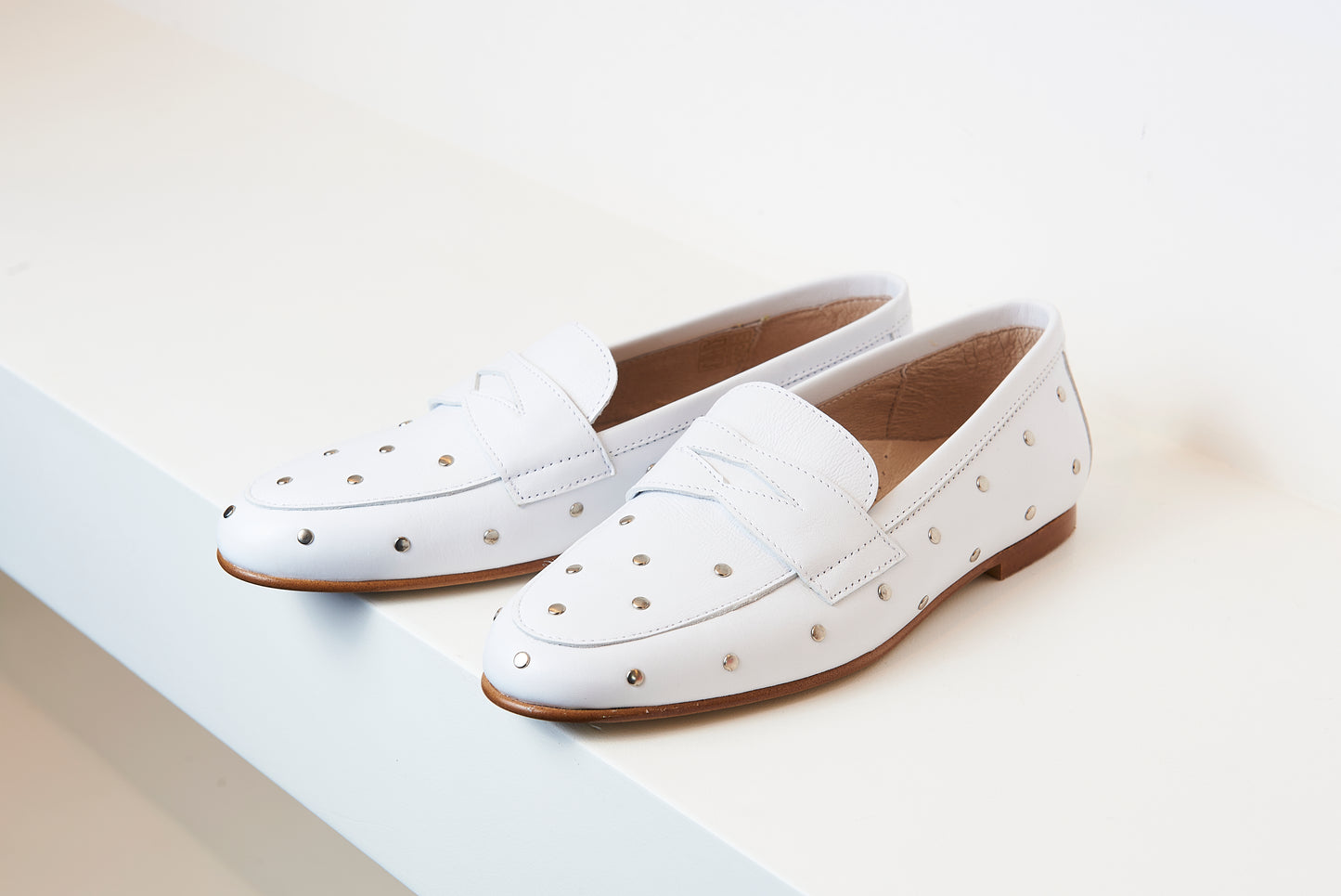 Don Louis White Studded Penny Loafer