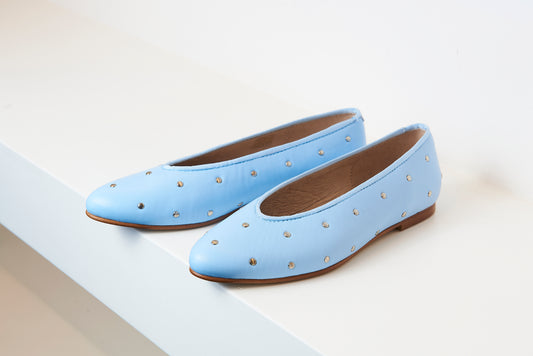 Valencia Blue Studded Pointed Flat