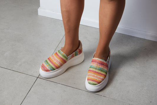 Manuela De Juan Multi Color Crochet Chunky Sole Sneaker - Halo Shoes