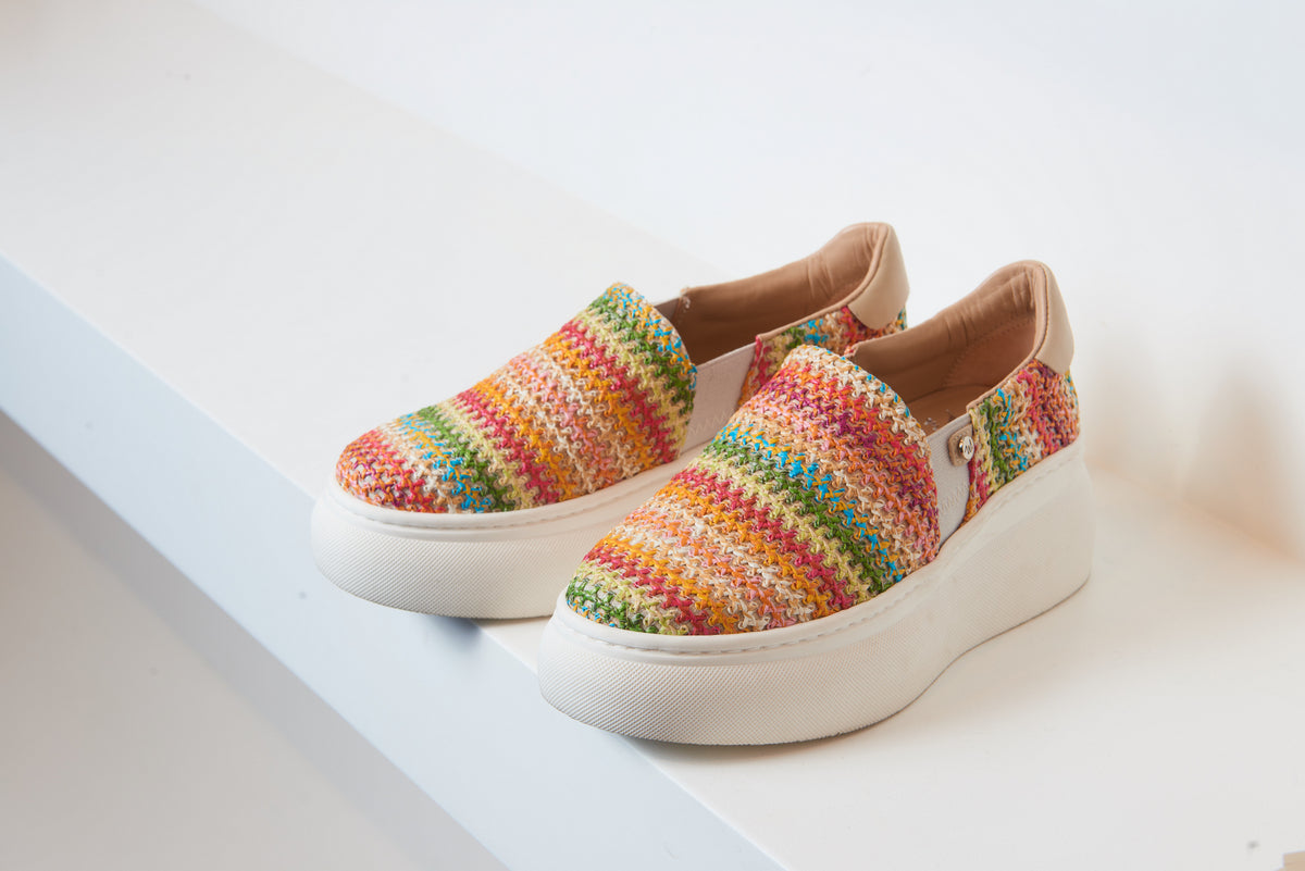 Manuela De Juan Multi Color Crochet Chunky Sole Sneaker - Halo Shoes
