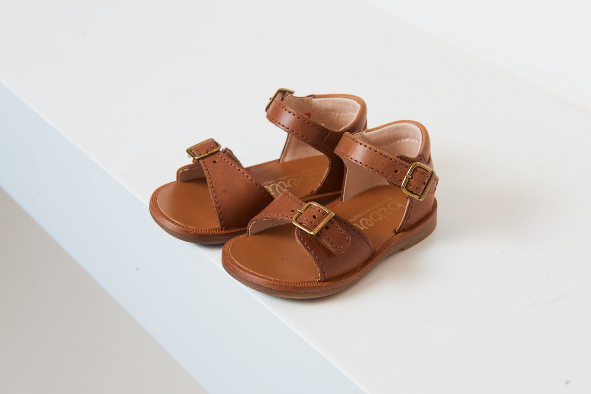 Beberlis Brown Open Toe Baby Sandal - Halo Shoes