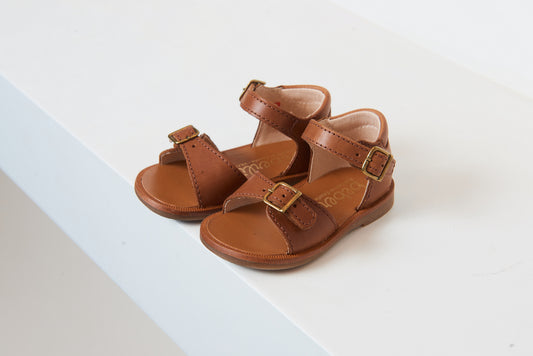 Beberlis Brown Open Toe Baby Sandal - Halo Shoes