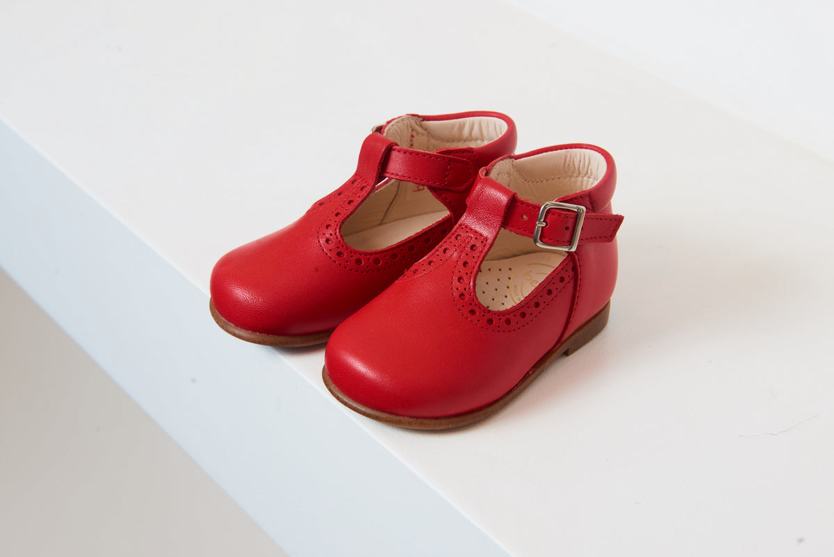 Beberlis Red Baby T Strap - Halo Shoes