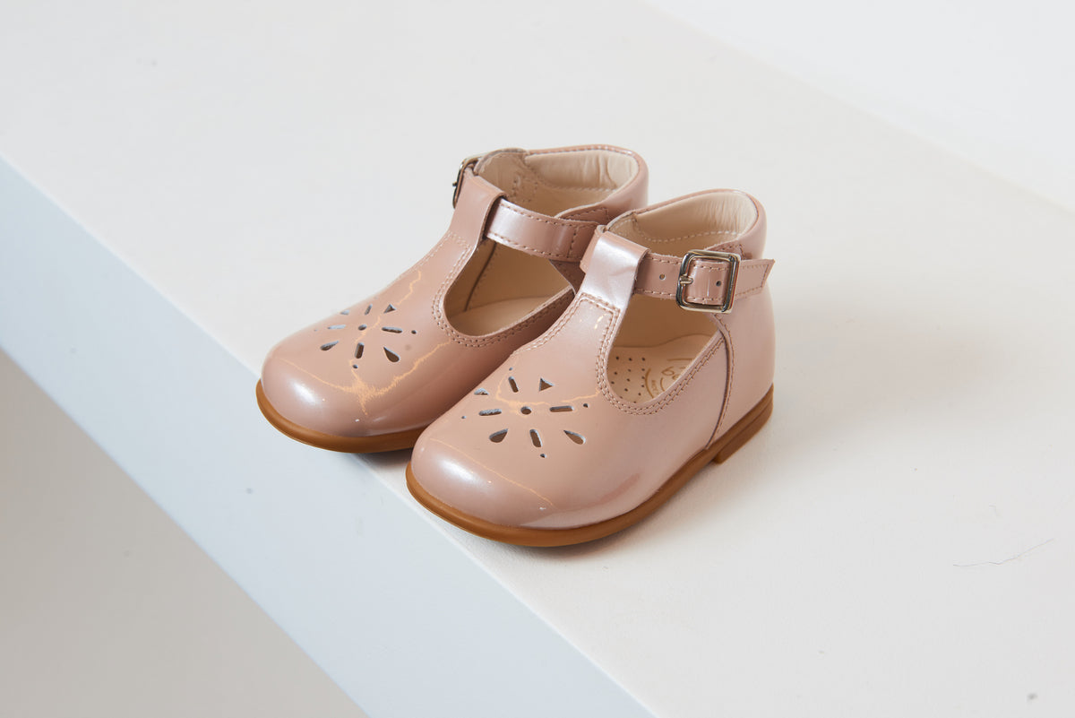Beberlis Pink Cut Out Baby T Strap - Halo Shoes