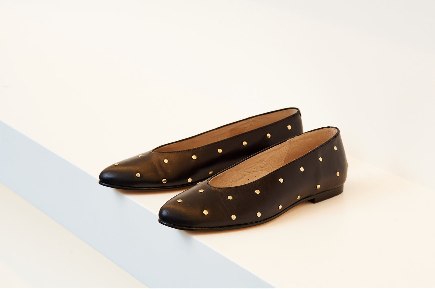 Hoo Black Studded Pointed Flat - Halo Shoes