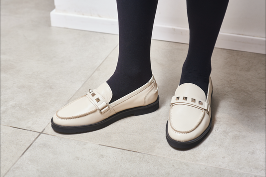 Hoo White Studded Loafer - Halo Shoes
