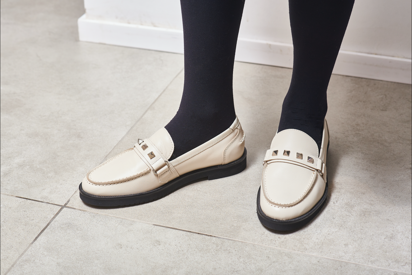 Hoo White Studded Loafer - Halo Shoes