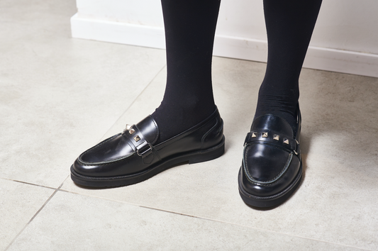 Hoo Black Studded Loafer - Halo Shoes