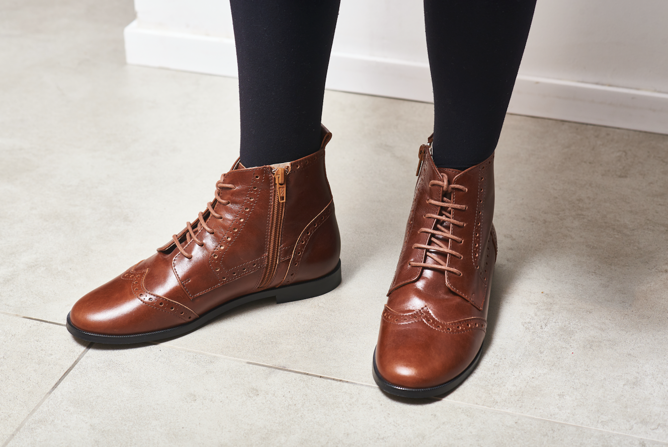 Hoo Brown Wingtip Bootie - Halo Shoes