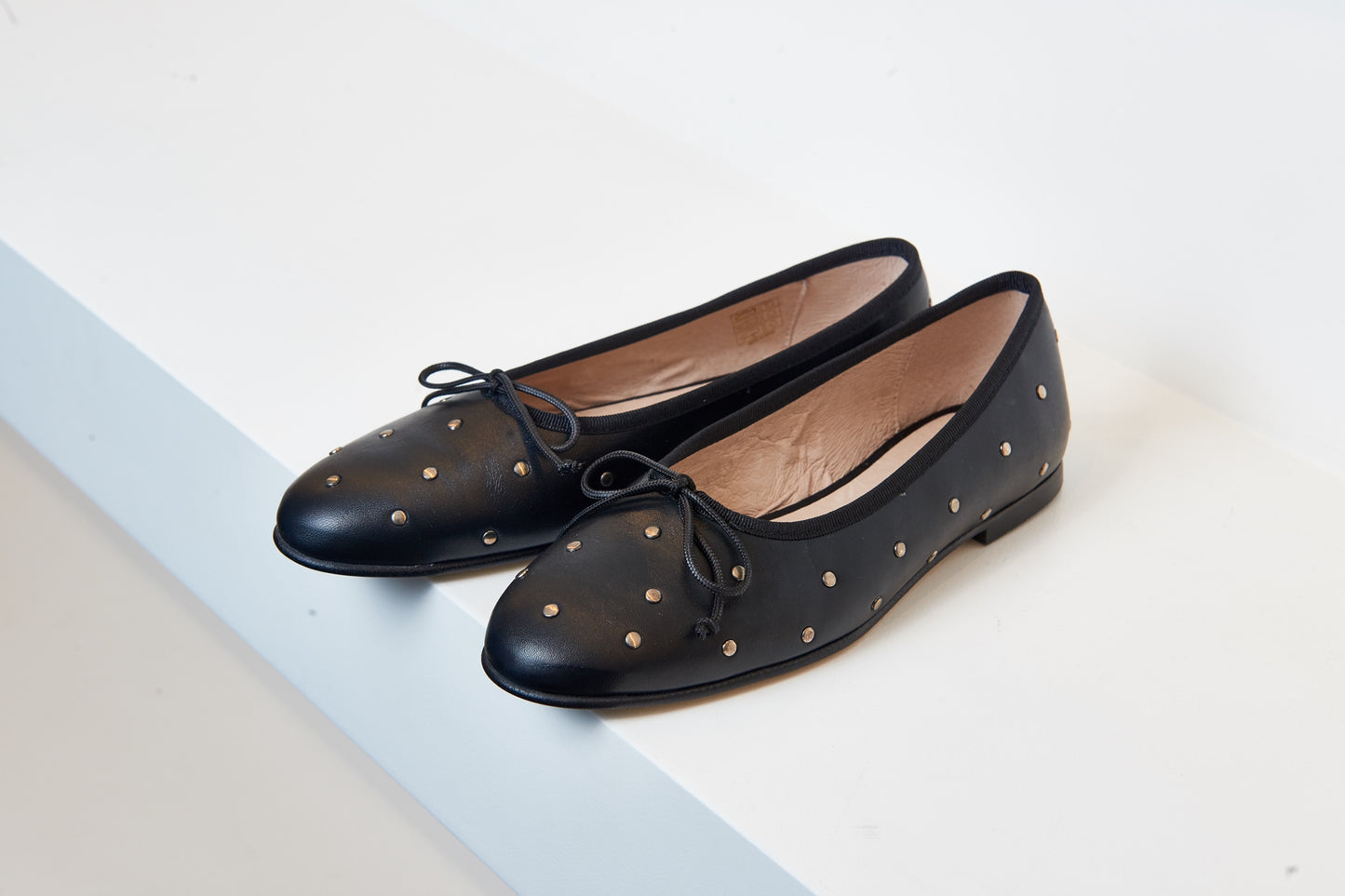 Valencia Black with Silver Studs Ballet Flat